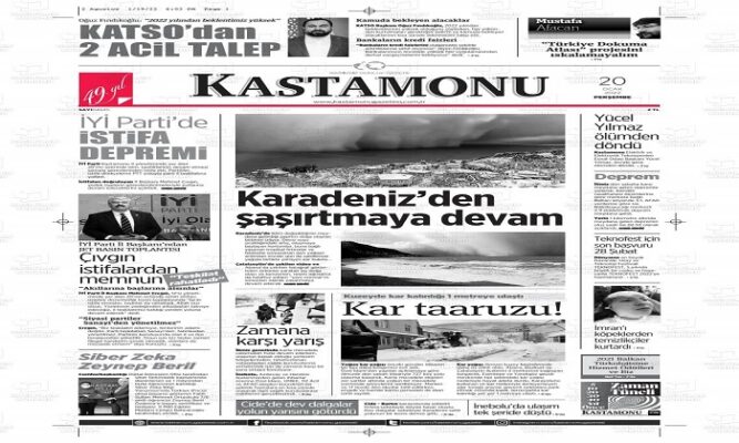 Kastamonu Güncel Yerel Gazete Manşetleri