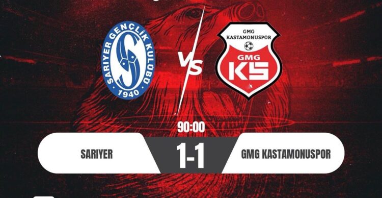 GMG Kastamonuspor İstanbul’da Sarıyer Karşısında Galibiyeti Koruyamadı 1-1