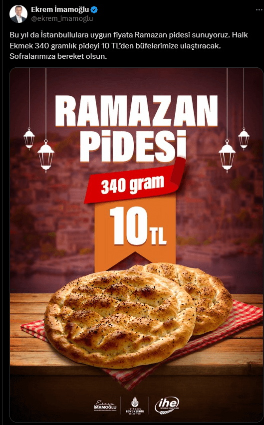İstanbullular Dikkat! İstanbul Halk Ekmek'te 2024 Ramazan pidesi fiyatı belli oldu