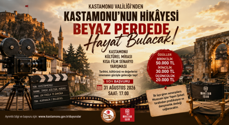 Kastamonu’nun Hikâyesi Beyaz Perdede Hayat Bulacak! Valilikten 50 Bin TL Ödüllü Kısa Film Senaryo Yarışması