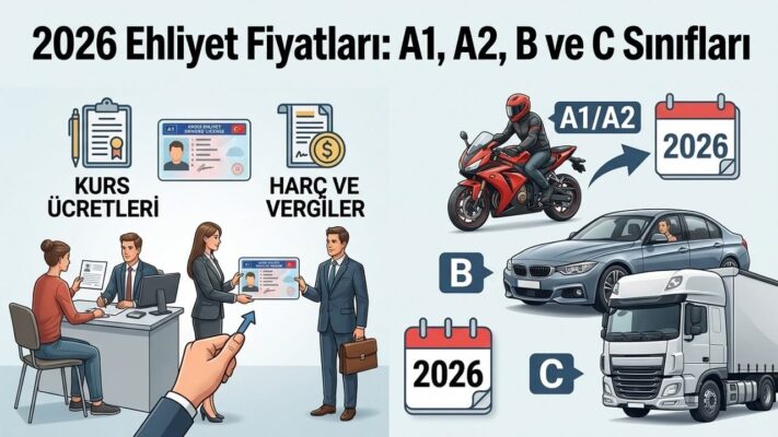 2026 Ehliyet Fiyatları: A1, A2, B ve C Harç ve Kurs Ücretleri