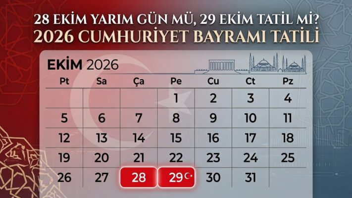 28 Ekim Yarım Gün mü, 29 Ekim Tatil mi? 2026 Cumhuriyet Bayramı Tatili