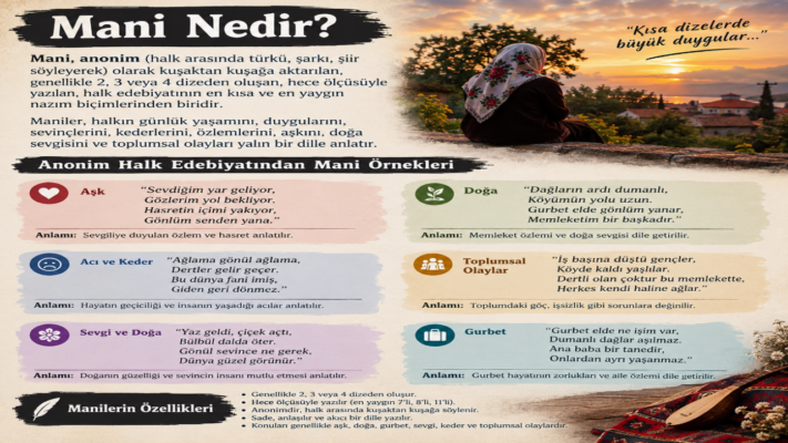 Mani Nedir? Anonim Halk Edebiyatından Örnekler